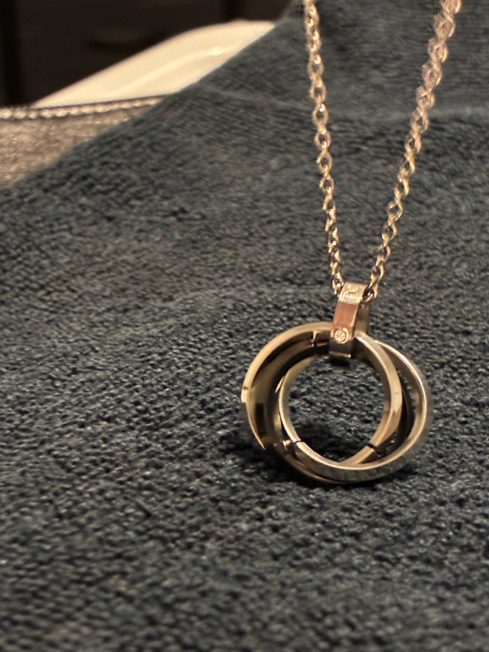 Interlocking Circle Pendant Necklace - Silver